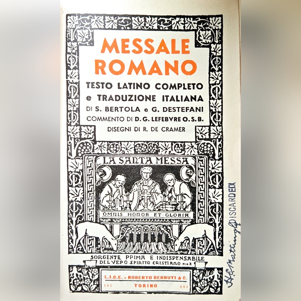 ✠︎ Messale Romano Latin-Italian Missal 1957